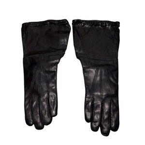 Genuine Italian Army Gauntlets Motorcycle Black Leather Gloves Italy military